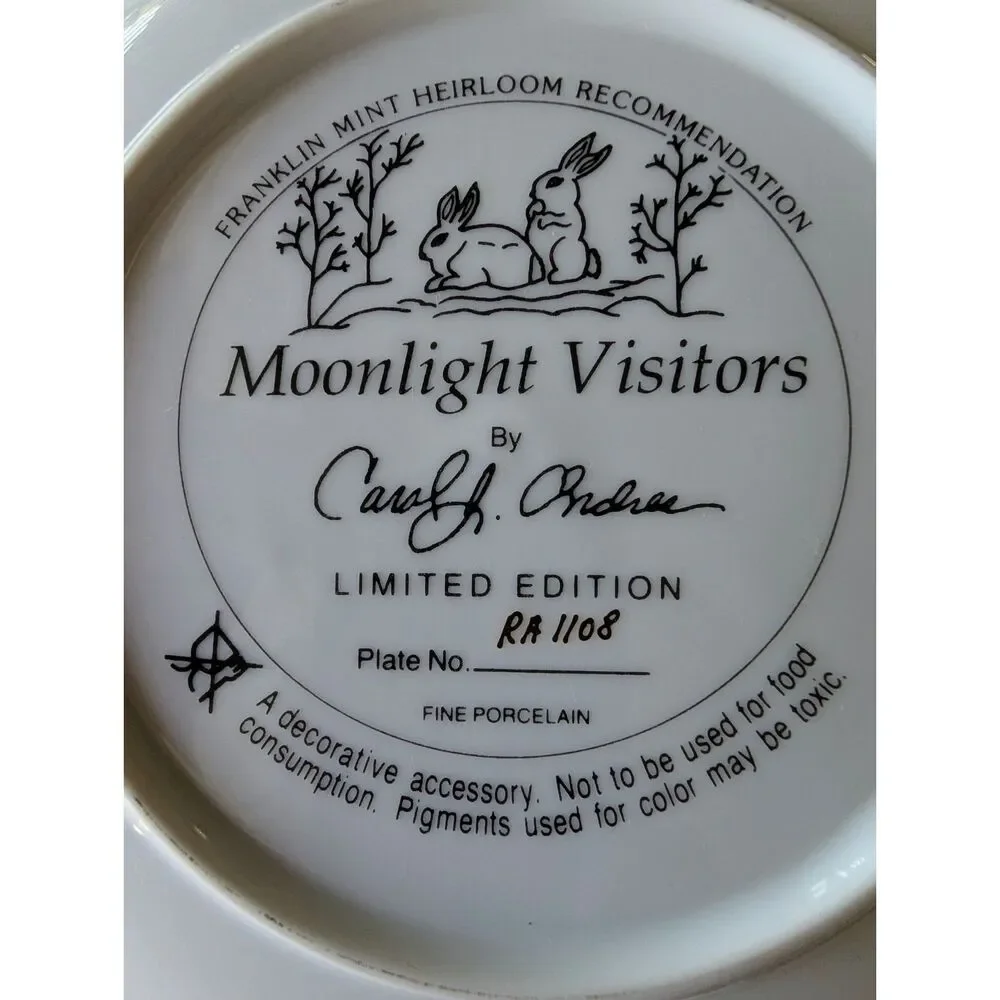Franklin Mint Moonlight Visitors Carol J Endres Porcelain Plate
